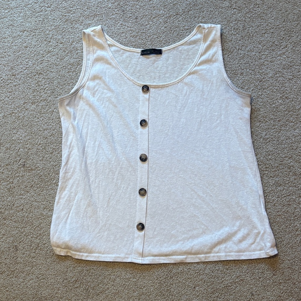 SHEIN White Button-Front Tank Top